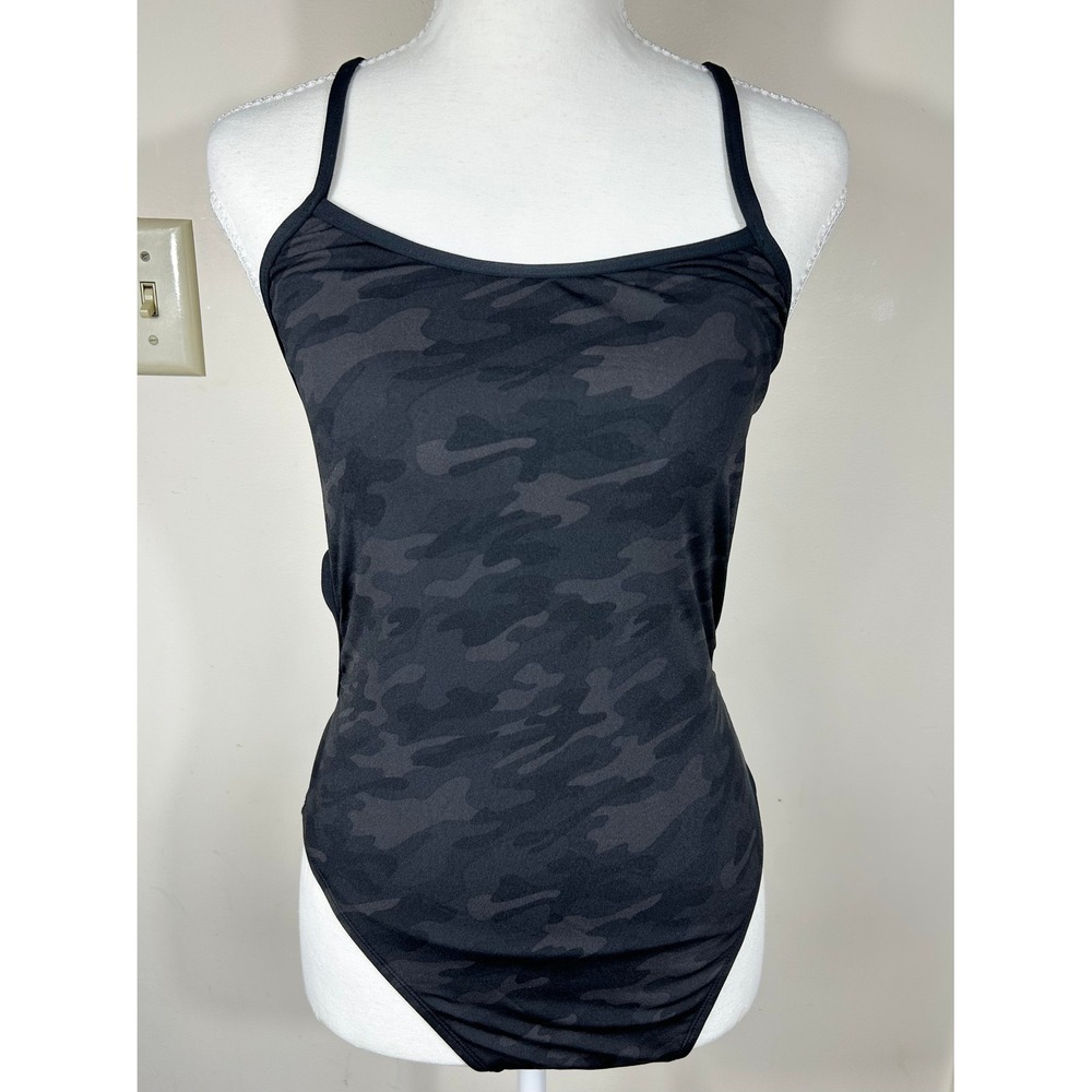 TYR‎ Durafast Elite Trinityfit One Piece Swimsuit L 34 Blackout Camo Athletic